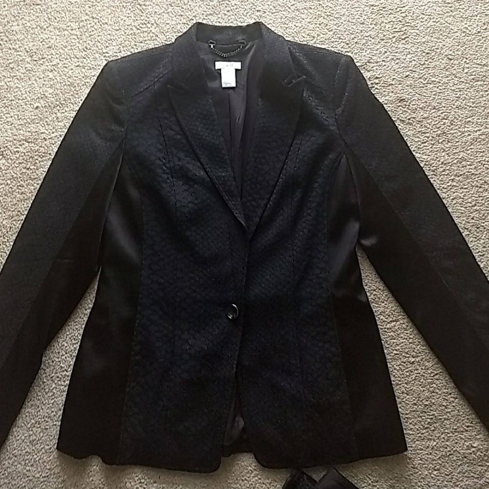 Cache Blazer Pantsuit Black Textured Snake Print - image 2